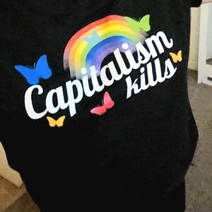 *NWOT* Mens XL Black 100% Cotton Graphic Tshirt Capitalism Rainbow